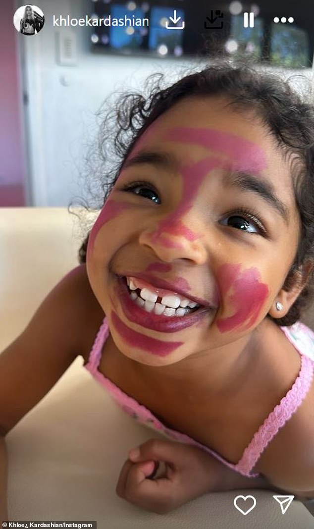 The 40-year-old reality star ¿ who recently said she wants to get married again 'some day' ¿ took to her Instagram Stories on Sunday to post the clip of her adorable 6-year-old girl with pink and purple lipstick all over her face