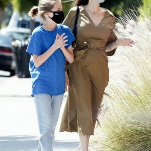 Angelina and Vivienne staying safe and stylish with their matching masks