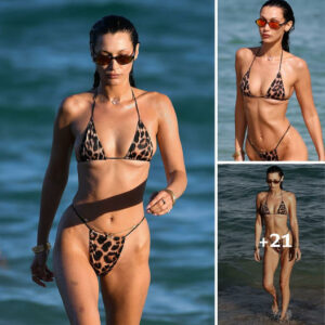 Bella Hadid turning heads in Miami with her stunning figure and fierce animal print ʙικιɴι. ‎