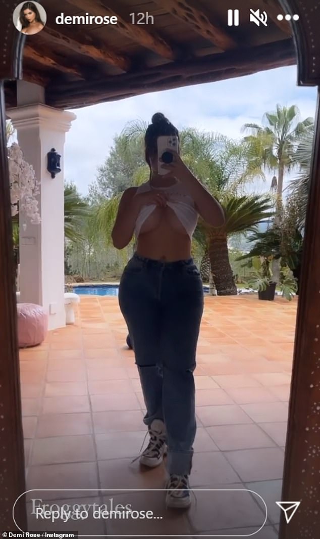 Looking good: Demi Rose showcased her jaw-dropping figure in a sizzling clip she uploaded to Instagram on Saturday