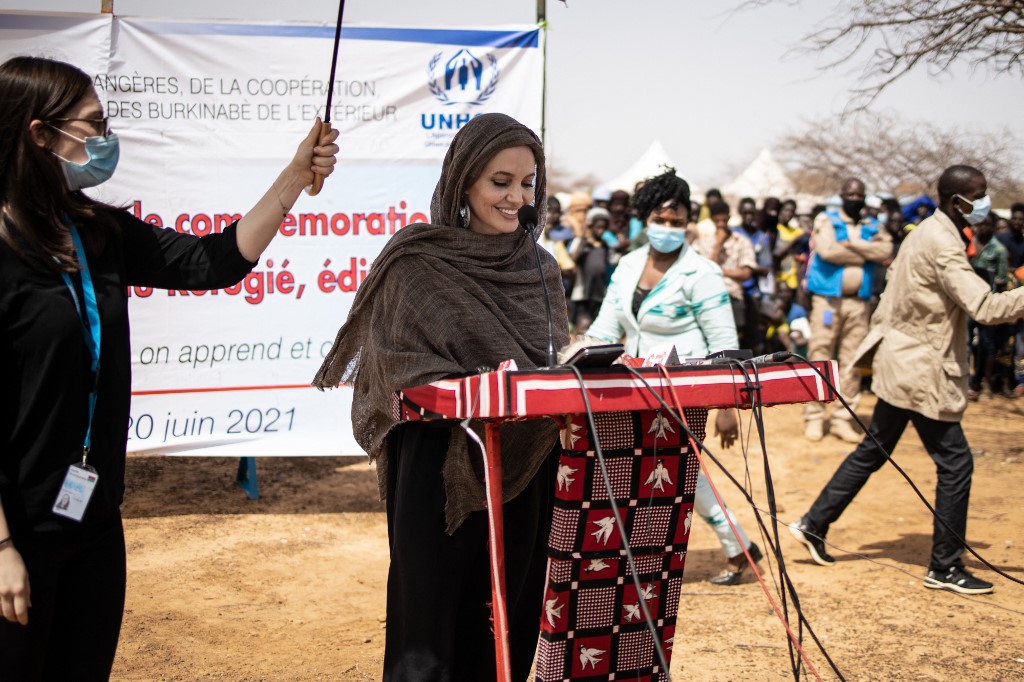 US actress Angelina Jolie visits Burkina Faso refugee camp