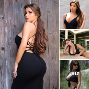 Alluring in black Demi Rose stuns in sleek and elegant ensembles