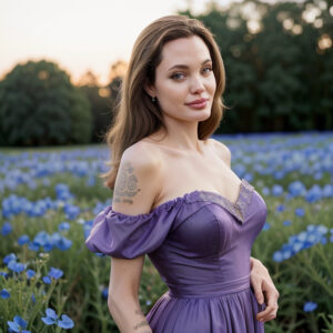Angelina Jolie’s Sweet Splendor Amidst Purple Blossoms on the Prairie Angelina Jolie’s Sweet Splendor Amidst Purple Blossoms on the Prairie