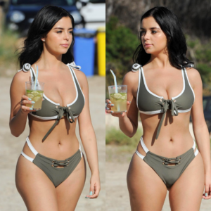 Demi Rose in a khaki draw-string outfit Demi Rose in a khaki draw-string outfit