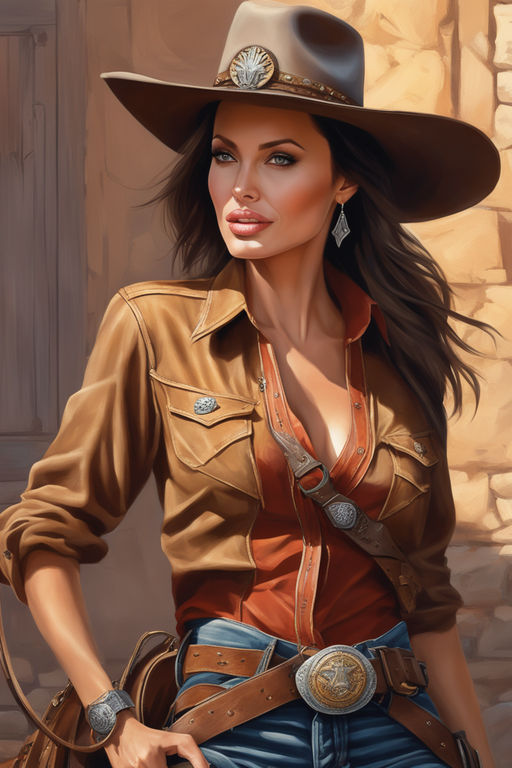 portrait Angelina Jolie Cowboy" - Playground