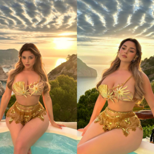 Step into a world of captivating beauty with Demi Rose  where sensuality meets ethereal glamour, showcasing her mesmerizing curves.