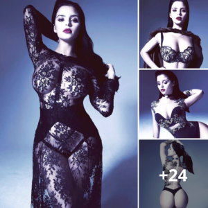 Demi Rose stuns in a captivating black seethrough lace set, exuding confidence and elegance with her new look. She’s truly a vision!