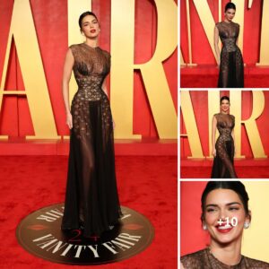 Stunning and chic as always! Kendall Jenner turns heads at the Vanity Fair Oscars party with her effortless glamour.