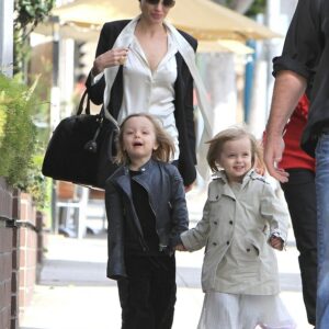 Leading the way! Angelina Jolie’s twins Knox and Vivienne hold hands on a shopping trip in Beverly Hills. Family bonding at its finest.