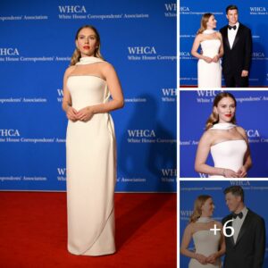 Scarlett Johansson Shines in White Armani Privé Gown on White House Correspondents’ Dinner 2024 Red Carpet With Colin Jost