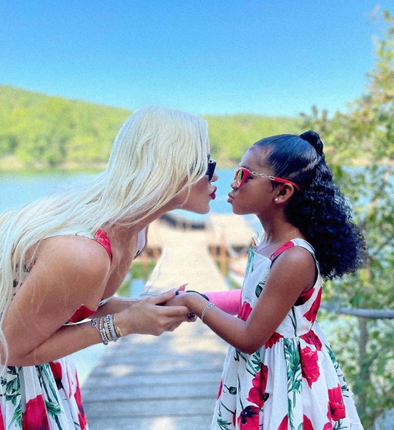 Khloé Kardashian and daughter True, 5, twin in Dolce and Gabbana dresses during Italy vacation