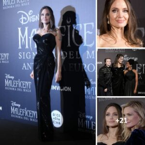 Angelina Jolie radiates pure elegance and power at the Maleficent  Mistress Of Evil European Premiere, captivating all with her mesmerizing presence.