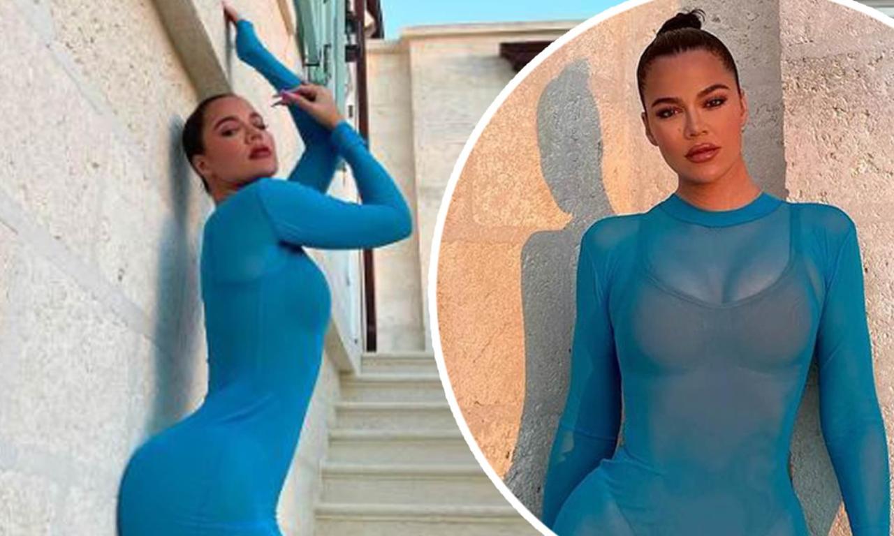 Khloe Kardashian bares her curves in a slinky blue dress in Turks and Caicos  vacation snaps | Daily Mail Online