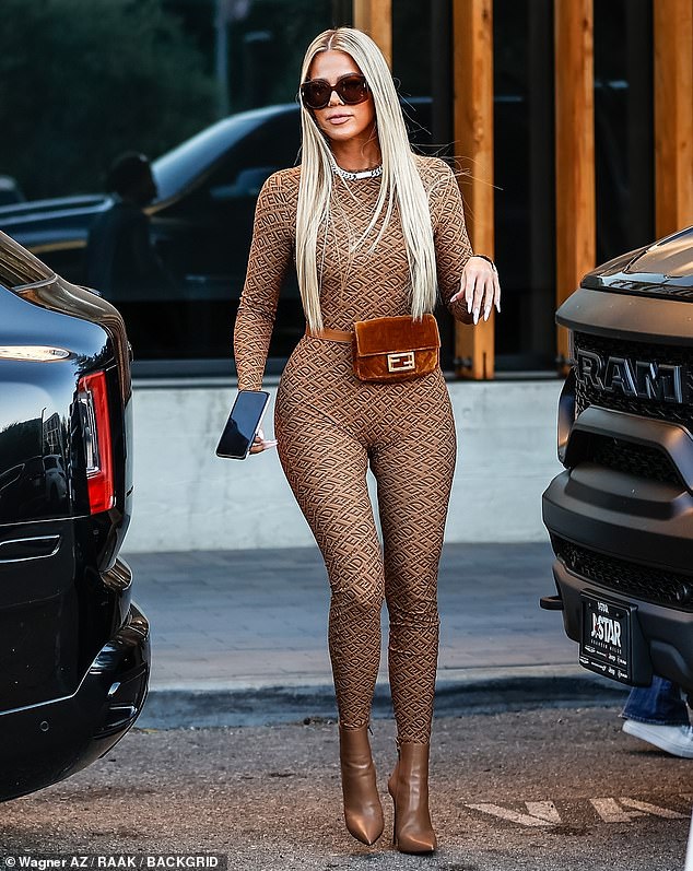 Khloe Kardashian steps out in a Fendi x SKIMS catsuit on first outing since  bout with COVID-19 | Daily Mail Online