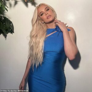 Khloe Kardashian shines in stunning royal blue attire