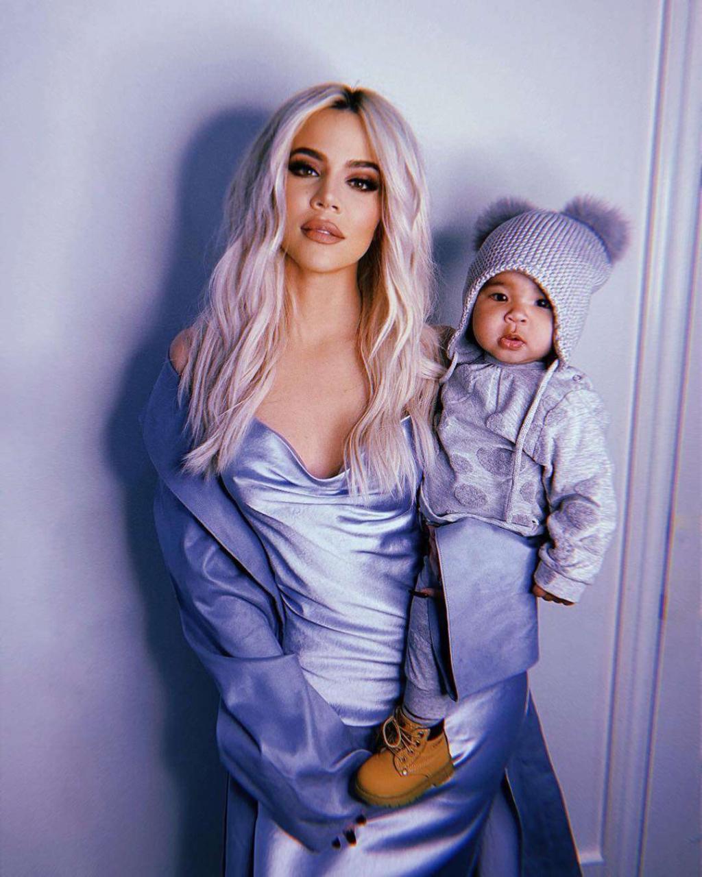 Khloe Kardashian and Daughter True Match in Sweet Gray Outfits