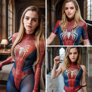 Strike a fierce pose just like Emma Watson in her Spider-Woman costume! 🕷️ #SuperheroVibes