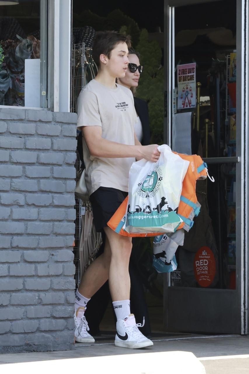 Angelina Jolie was seen on a shopping trip with her son Knox, 15, in Los Angeles