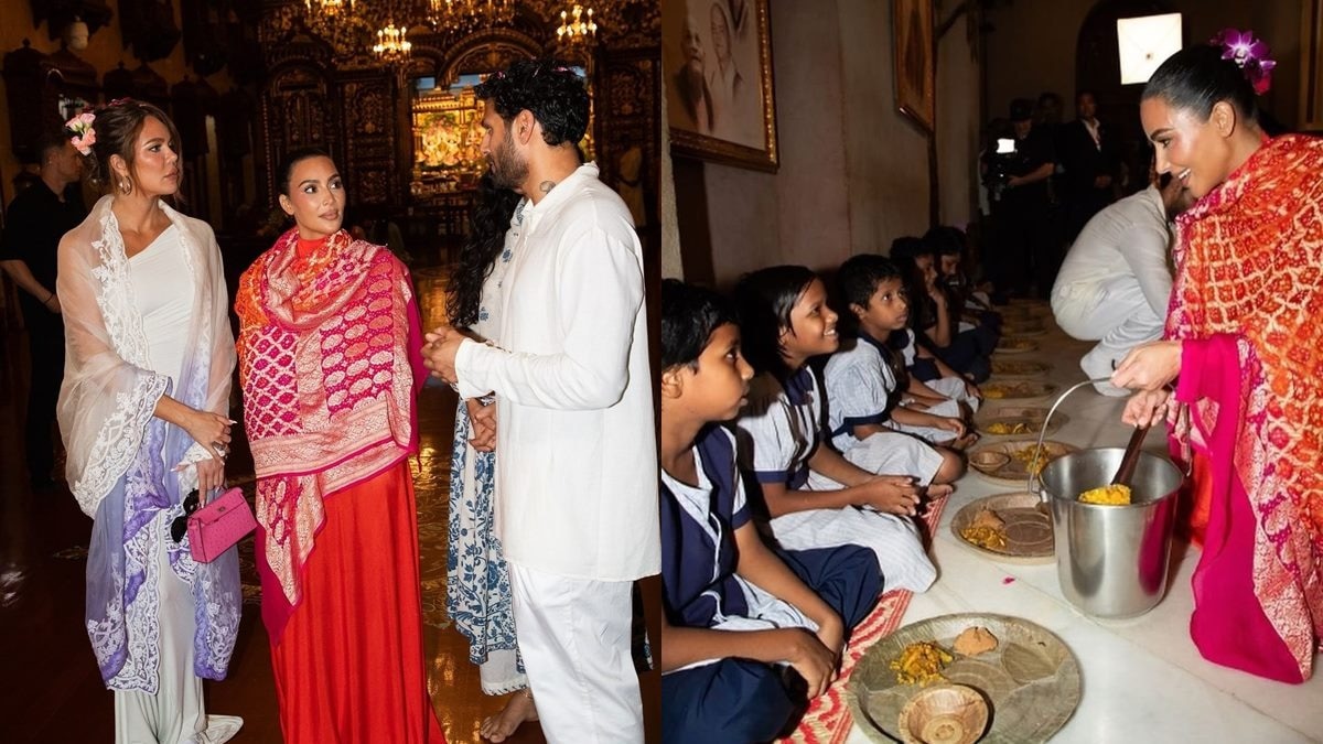 Kim and Khloe Kardashian serve food to children, visit Mumbai temple. See  pH๏τos - India Today