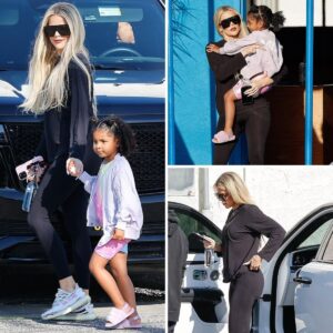 Khloe Kardashian proves that effortless style runs in the family, effortlessly chic in sleek leggings while soaking up the LA sun with baby True.