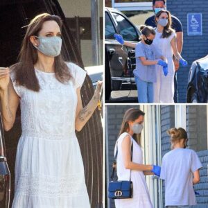 Iconic Angelina Jolie steps out in style with daughter Vivienne for a rare public appearance, showcasing responsible safety measures in LA.