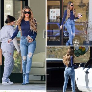 Khloe Kardashian serves major denim inspo with her killer curves in light blue jeans after a relaxing day in LA.