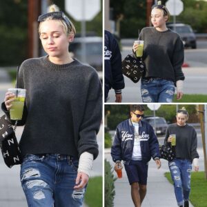 Miley Cyrus in Ripped Jeans Out in Studio City