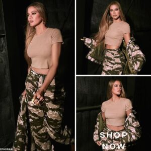 Embracing growth and shining bright in camo  Khloe Kardashian stuns in Good American’s collection, inspiring us all to learn from the past.