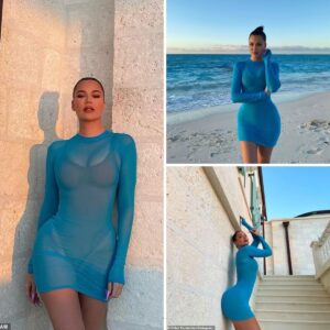 Mesmerizing in blue, Khloe Kardashian radiates joy during her tropical getaway to Turks and Caicos. Carefree vibes and radiant energy all the way!