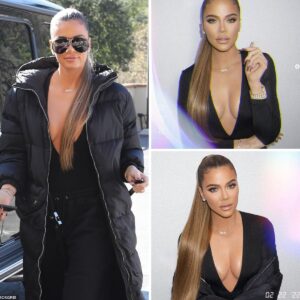 Queen of glam! Khloe Kardashian stuns in a chic lowcut jumpsuit and extra long ponytail at her skin treatment in Calabasas. Major vibes!