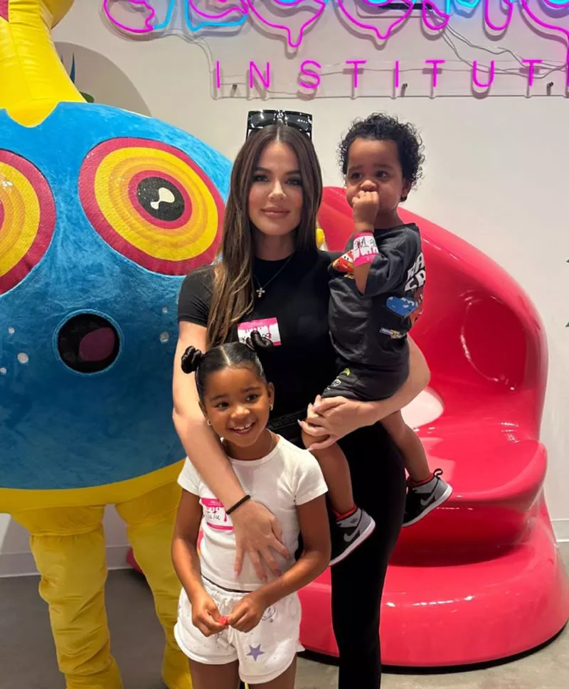 Khloe Kardashian and kids at the slime museum 